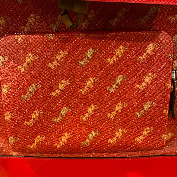 Coach New York Unisex Bright Red Coach Carriage Logo Back pack. - Picture 6 of 14